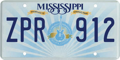 MS license plate ZPR912