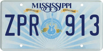 MS license plate ZPR913