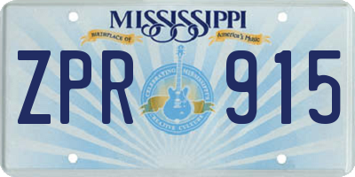 MS license plate ZPR915
