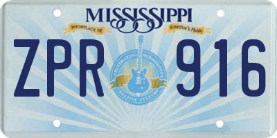 MS license plate ZPR916