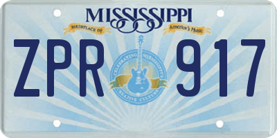 MS license plate ZPR917