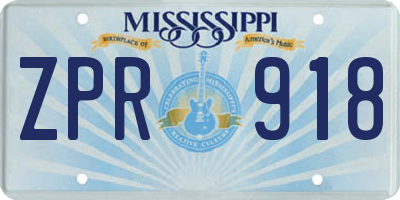 MS license plate ZPR918