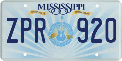 MS license plate ZPR920