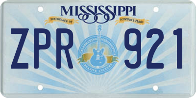 MS license plate ZPR921