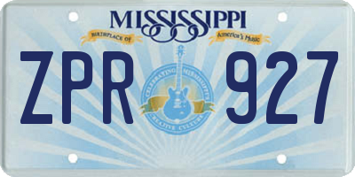 MS license plate ZPR927