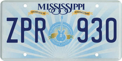 MS license plate ZPR930