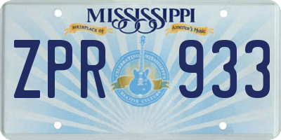 MS license plate ZPR933