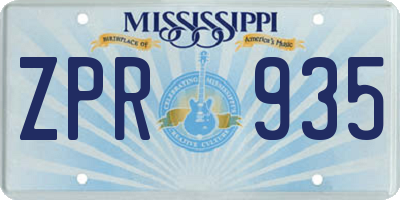MS license plate ZPR935