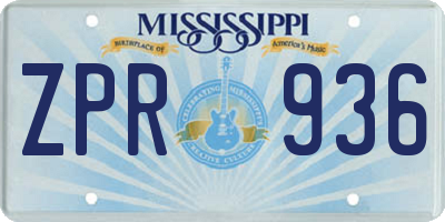 MS license plate ZPR936