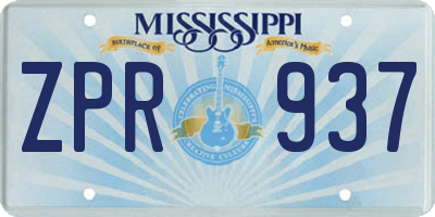 MS license plate ZPR937