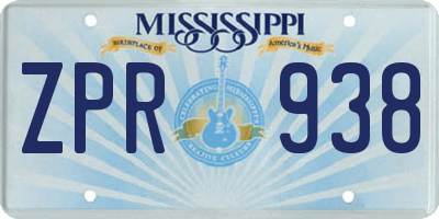 MS license plate ZPR938