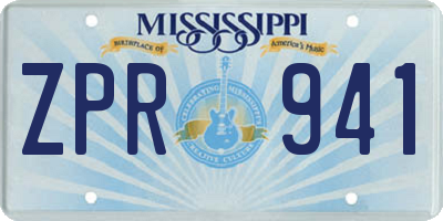 MS license plate ZPR941