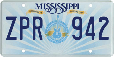 MS license plate ZPR942