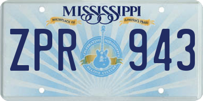 MS license plate ZPR943