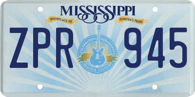 MS license plate ZPR945