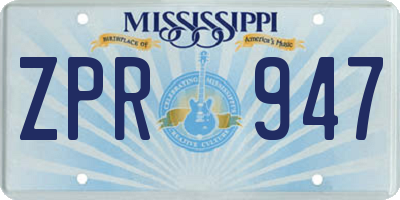MS license plate ZPR947