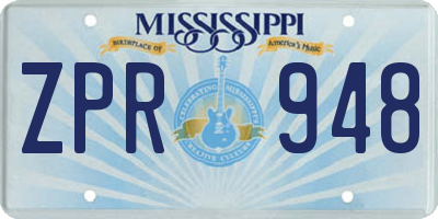 MS license plate ZPR948