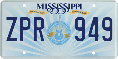 MS license plate ZPR949