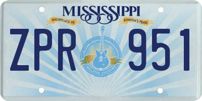 MS license plate ZPR951
