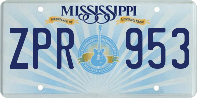 MS license plate ZPR953