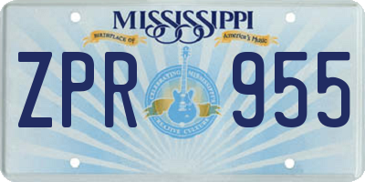 MS license plate ZPR955