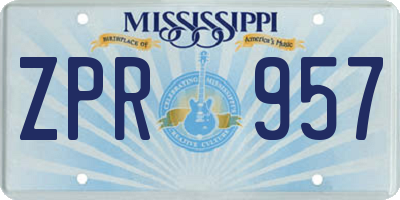 MS license plate ZPR957