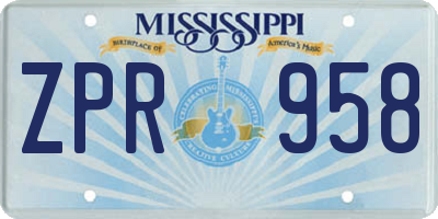 MS license plate ZPR958