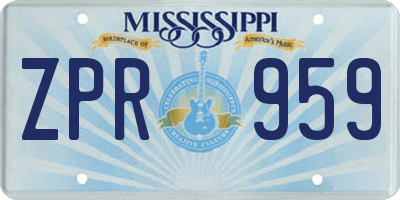 MS license plate ZPR959