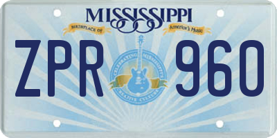 MS license plate ZPR960