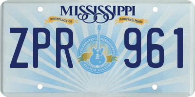 MS license plate ZPR961
