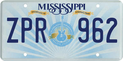 MS license plate ZPR962