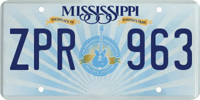 MS license plate ZPR963
