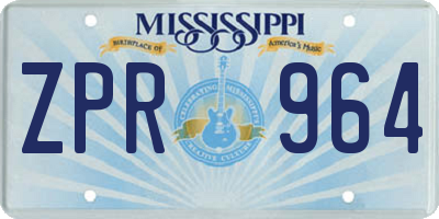 MS license plate ZPR964