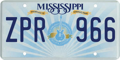 MS license plate ZPR966