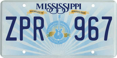 MS license plate ZPR967