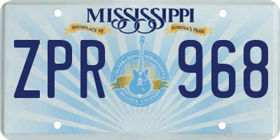 MS license plate ZPR968