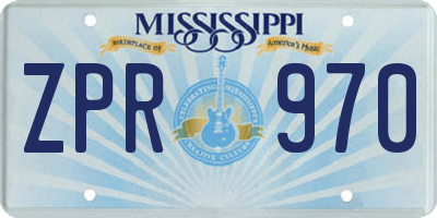 MS license plate ZPR970