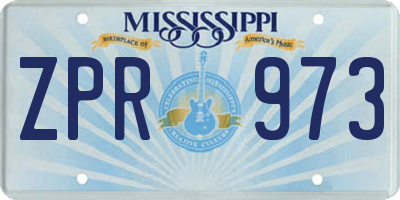 MS license plate ZPR973