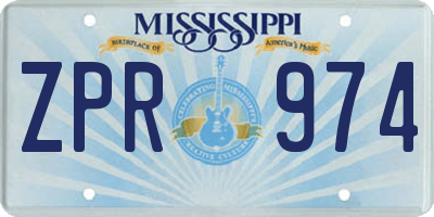 MS license plate ZPR974