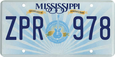 MS license plate ZPR978