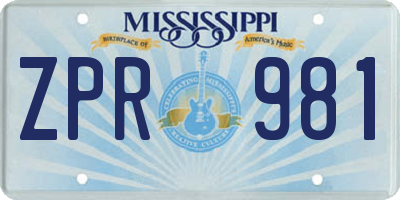 MS license plate ZPR981