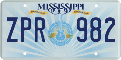 MS license plate ZPR982