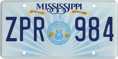 MS license plate ZPR984