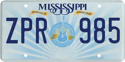 MS license plate ZPR985