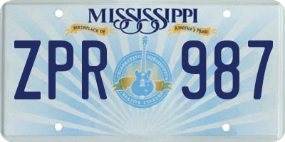 MS license plate ZPR987