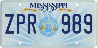 MS license plate ZPR989