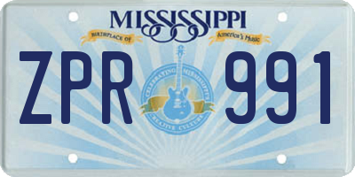 MS license plate ZPR991