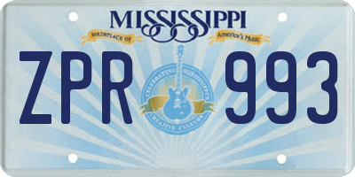 MS license plate ZPR993