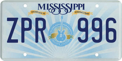 MS license plate ZPR996