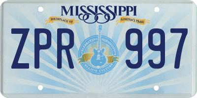 MS license plate ZPR997